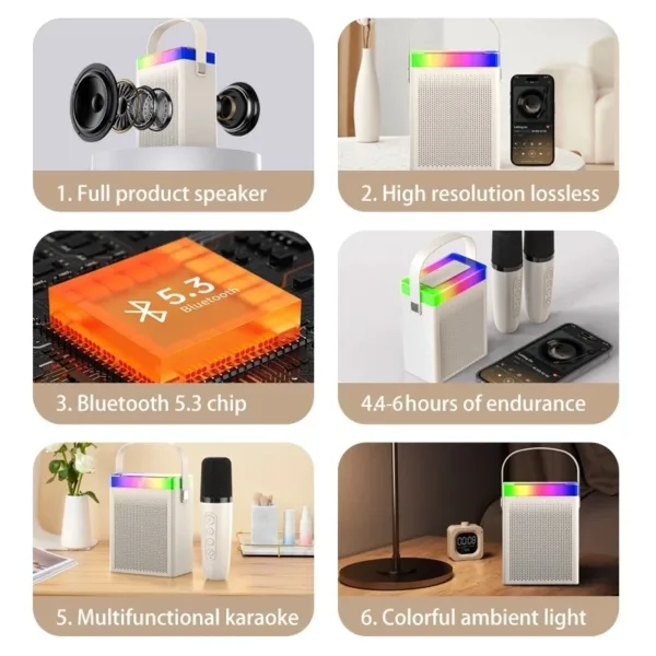 Kisonli G22 Mini Bluetooth Portable Speaker With Wireless Handheld Microphone