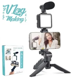 AY-49 Vlogging Tripod with Mic & Light