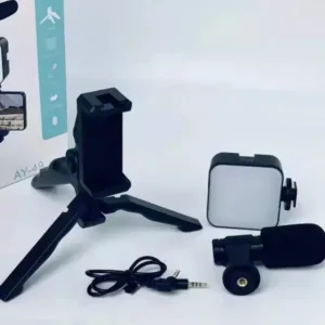 AY-49 Vlogging Tripod with Mic & Light