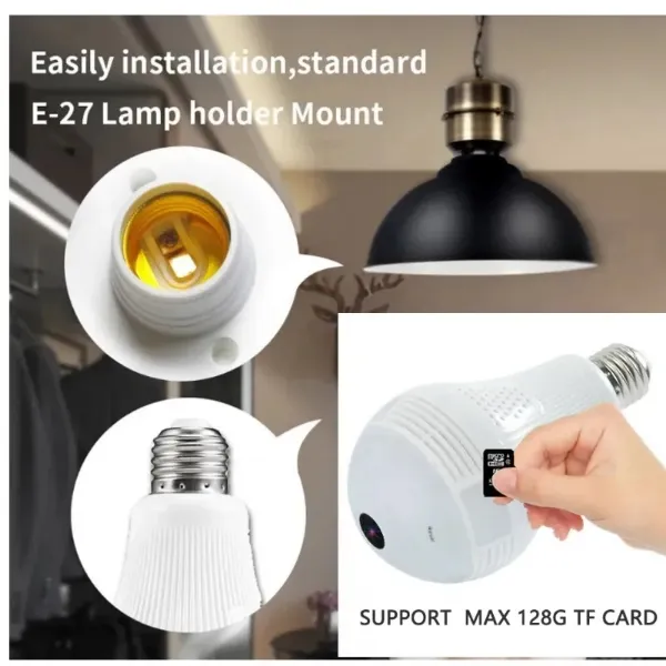 IP Wireless Panoramic Bulb Camera HD 2MP